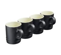 Cooks Professional Lot de 4 tasses | Fabriqué à partir de grès durable | 350 ml | Noir mat