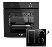 Cooksir Four Encastrable 60CM 4 Fonctions, Four Grande Capacité 65 Liters avec Prise+Plaque Induction 4 Feux avec Prise 3500W, Zone Combinée
