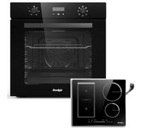 Cooksir Four Encastrable 60CM avec Prise, 60 Litres, 2000W, 7 Fonctions, Bouton Rotatif+Cooksir Plaque Induction 4 Feux avec Prise, Induction Encastrable 60cm, 3500W, Zone Combinée
