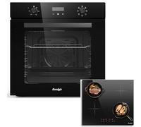 Cooksir Four Encastrable 60CM avec Prise, 60 Litres, 2000W, 7 Fonctions, Bouton Rotatif+Plaque à Induction 4 Feux, Encastrable 60 CM, 7200W, Commande Tactile Individuelle, Fonction Boost