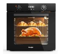 Cooksir Four Encastrable 60CM, Four 60 Litres avec Prise, 2800Watts, 9 Fonctions, Bouton Rotatif, Minuterie Électronique 10 Heures, Double Tube Supérieur, Ventilateur Arrière
