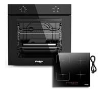 Cooksir Four et plaque à induction: Four Encastrable 60CM avec 4 Fonctions & 65 Liters+Plaque Induction 4 Feux avec Prise 60CM Encastrable