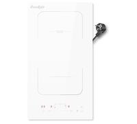 Cooksir Plaque à Induction Blanch 2 Feux, Plaque de Cuisson Induction Encastrable 30CM avec Prise, Zone Flexible, 3500W, Curseur Tactile, Verrouillage de Sécurité, 230V, 16A