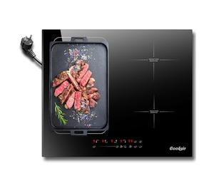 Cooksir, Plaque Induction 4 Feux avec Prise, Plaque de Cuisson Induction Encastrable 60 CM, Zone Flexible Combinée pour le Gril, Minuterie, Boost, 3500Watts, 220V