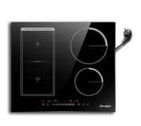 Cooksir Plaque Induction 4 Feux avec Prise, Table de Cuisson Induction Encastrable 60cm, Plaque Electrique 4 Feux 3500W, Zone Combinée pour le Gril, Commande Tactile à Curseur, 220V
