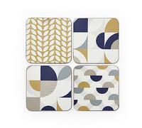 Cooksmart Bauhaus Geo Lot de 4 Dessous de Verre en liège écologique conçu au Royaume-Uni pour Les Maisons Modernes