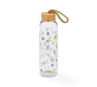 Cooksmart Bouteille d'eau en verre de 500 ml | Bouteille en verre écologique avec couvercle et poignée de transport | Bouteilles en verre pour le bureau, le sport ou les déplacements - Prairies