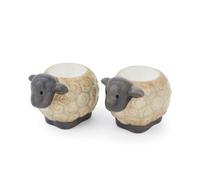 Cooksmart Highland Sheep Lot de 2 coquetiers en grès | Design Britannique | Imprimé Mouton Rustique et Nature | Vaisselle de Petit déjeuner de Style Ferme | Accessoire de Cuisine Durable et décoratif