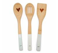 Cooksmart Homestead Lot de 3 cuillères en bambou de conception britannique | Ensemble de cuillères de cuisine en bois de bambou | Joli ensemble d'ustensiles de cuisine en bois pour la cuisine