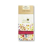 Cooksmart - Lot de 3 torchons avec inscription « Bee Happy »