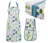 Cooksmart Lot de 5 tabliers, gants de cuisine et torchons de cuisine | Ensemble de tabliers, torchons et gants de cuisine double parfaits pour toute cuisine | Gant de four, tablier de cuisine et