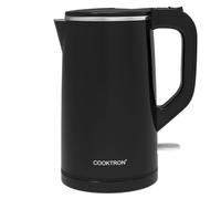 Cooktron Bouilloire Électrique Inox, 1,7 L, Noire, Extra Silencieuse <30dB, BPA-Free, Design à Double Paroi, Chauffage Rapide