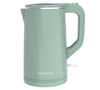 Cooktron Bouilloire Électrique Inox, 1,7 L, Verte, Extra Silencieuse <30dB, BPA-Free, Design à Double Paroi, Chauffage Rapide