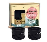COOKUT - Coffret RACLETTE pour 2 FONCTIONNANT A LA Bougie Noir Decor Montagne New