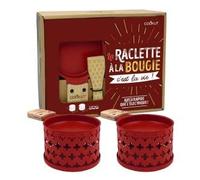 COOKUT - Coffret RACLETTE pour 2 FONCTIONNANT A LA Bougie Rouge Decor Croix New