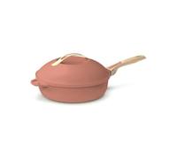 COOKUT - La Fabuleuse poêle 8 en 1 - "PETIT MODELE 24 cm" - Un seul ustensile qui remplace poêle, casserole, sauteuse, cocotte - 2 poignées amovibles, panier vapeur/friture, spatule en bois - PIVOINE