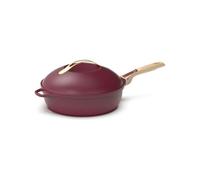 COOKUT - La Fabuleuse poêle 8 en 1 - "PETIT MODELE 24 cm" - Un seul ustensile qui remplace poêle, casserole, sauteuse - 2 poignées amovibles, panier vapeur/friture, spatule en bois - RUBIS