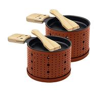 COOKUT - Lumi - Une raclette à la Bougie - Faites Fondre Fromage en 3 Minutes - A Table, Devant la télé ou même en Pique Nique - Spatule Bois inclues - sans électricité - Pack de 2 - Terra Cotta