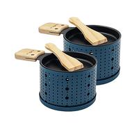 COOKUT - Lumi - Une raclette à la Bougie - Faites Fondre Votre Fromage en 3 Minutes - A Table, Devant la télé ou même en Pique Nique - Spatule Bois inclues - sans électricité - Pack de 2 - Bleu