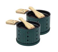 COOKUT - Lumi - Une raclette à la Bougie - Faites Fondre Votre Fromage en 3 Minutes - A Table ou Devant la télé - Spatule Bois inclues - sans électricité - Pack de 2 appareils - Vert