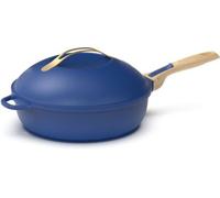 COOKUT - La Fabuleuse poêle 8 en 1 - Un seul ustensile qui remplace poêle, casserole, sauteuse - Avec 2 poignées amovibles, panier vapeur/friture, spatule en bois - SAPHIR