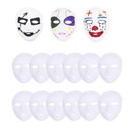 COOKY.D 12pcs en Plastique Blanc Plein Visage Peint À La Main Vierge Halloween Party DIY Cosplay Plain Art Project Masques Féminins，6"x7"