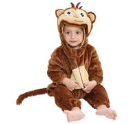 COOKY.D Bébé Fille Garçon Nouveau-né Barboteuse à Capuche Body Automne Hiver Chaud Flanelle Animal Outfits Pyjamas Costume Cosplay, 2-6 Mois, Singe