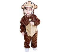 COOKY.D Bébé Fille Garçon Nouveau-né Barboteuse à Capuche Body Automne Hiver Chaud Flanelle Animal Outfits Pyjamas Costume Cosplay, 18-24 Mois, Singe
