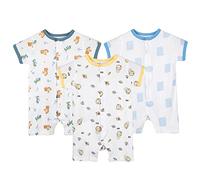 COOKY.D Bébé Tenues D’Été 3 Packs Manches Courtes En Coton Barboteuse Jumpsuit Bébé Garçon Sleepsuit,9-18 Mois, Dinosaure Bleu Astronaute