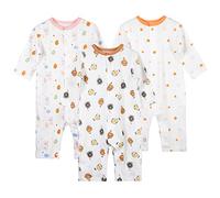 COOKY.D Bébé Tenues D’Été 3 Packs Manches Longues En Coton Barboteuse Jumpsuit Bébé Fille Sleepsuit,6-9 Mois, Lapin Ours Orange