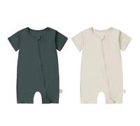 COOKY.D Gris Foncé & Abricot Combinaison Bébé Bambou Lot de 2,6-12 Mois | Printemps-Été Combinaison Bebe,Très Douces Au Toucher,Matière Élastique,Idéal pour La Canicule,Respirant