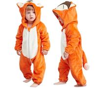 COOKY.D Infantile à Capuche Bébé Combinaison Doux Flanelle Hiver Animaux Cosplay Costume Combinaison pour Bébés Filles Garçons, 30-36 Mois, Renard