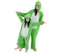 COOKY.D Pyjama Déguisement Animal Parent-Enfant Unisexe À Capuche Combiné Une Pièce Costume Jeu Vidéo Halloween pour Filles Garçons Pyjama Tenues Famille,Dinosaure 5-6 Ans