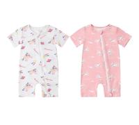 COOKY.D Rose & Monstre Grenouillère Bambou Pyjama Lot de 2,18-24 Mois