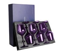 COOKY.D Tritan Verres À Vin De Couleur Plastique 425ml/15 Oz Long Tige Verrerie Multicolore Incassable Drinkware Mariage Housewarming Cadeau Pour Vin Blanc Rouge,Set De 6 Violet