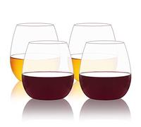 COOKY.D Verres à Eau Incassables Tritan Verres à Vin Rouge en Plastique Convient pour Vin Whisky, Lave-Vaisselle, Parfait pour la Maison, Le Pique-Nique et Les Fêtes, Lot de 4, 18oz