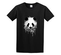 Cool Abstract Graffiti Watercolor Panda Portrait in Black and White Philipp Rietz Transparent Men's Black T-Shirt Unisex Tee Shirt M