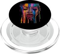 Cool African Woman Afro Color Painted Face Juneteenth Vibes PopSockets PopGrip pour MagSafe