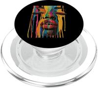Cool African Woman Afro Color Painted Face Juneteenth Vibes PopSockets PopGrip pour MagSafe