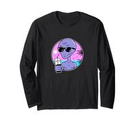 Cool Alien Drinking Summer Juice Illustration Graphic Design Manche Longue