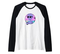 Cool Alien Drinking Summer Juice Illustration Graphic Design Manche Raglan