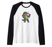 Cool Alligator Cartoon Graphic pour Les Fans de Box Sport Manche Raglan