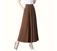 Cool and Slim Stylish Pleated Wide-Leg Pants, Stylish Pleated Wide-Leg Pants for Women Cool and Slim (Brown,Medium)