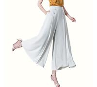 Cool and Slim Stylish Pleated Wide-Leg Pants, Stylish Pleated Wide-Leg Pants for Women Cool and Slim (White,X-Large)