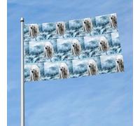 Cool Animal Drapeau imprimé ours polaire blanc 0,9 x 1,5 m avec œillets en laiton, tissu à séchage rapide, pour cour, balcon, porche, fête