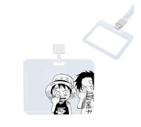 Cool Anime Manga Pirate Blanc Porte-badge horizontal, Porte-badges en plastique transparent imperméable, avec cordon amovible, pour Clés Carte d'identité L'école Bureau Carte de Bus, fuuny