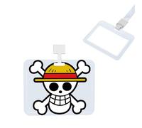 Cool Anime Manga Pirate Blanc Porte-badge horizontal, Porte-badges en plastique transparent imperméable, avec cordon amovible, pour Clés Carte d'identité L'école Bureau Carte de Bus, manga