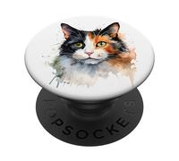 Cool Aquarelle Calico Cat Face pour Calico Cat Mom Cat Dad PopSockets PopGrip Adhésif