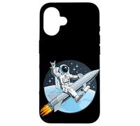 Cool Astronaut Riding a Launch Rocket Illustration Coque pour iPhone 16