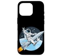 Cool Astronaut Riding a Launch Rocket Illustration Coque pour iPhone 16 Pro